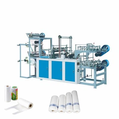 Machine de fabrication de sacs à double ligne avec connexion par rouleau